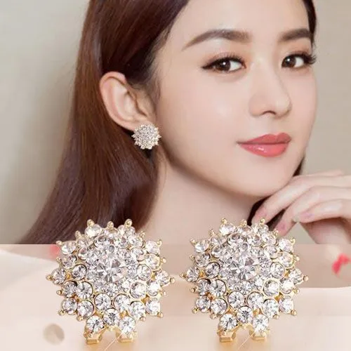 合金耳饰 韩国时尚优雅气质耳钉2025新款奢华高级超闪925银针耳环