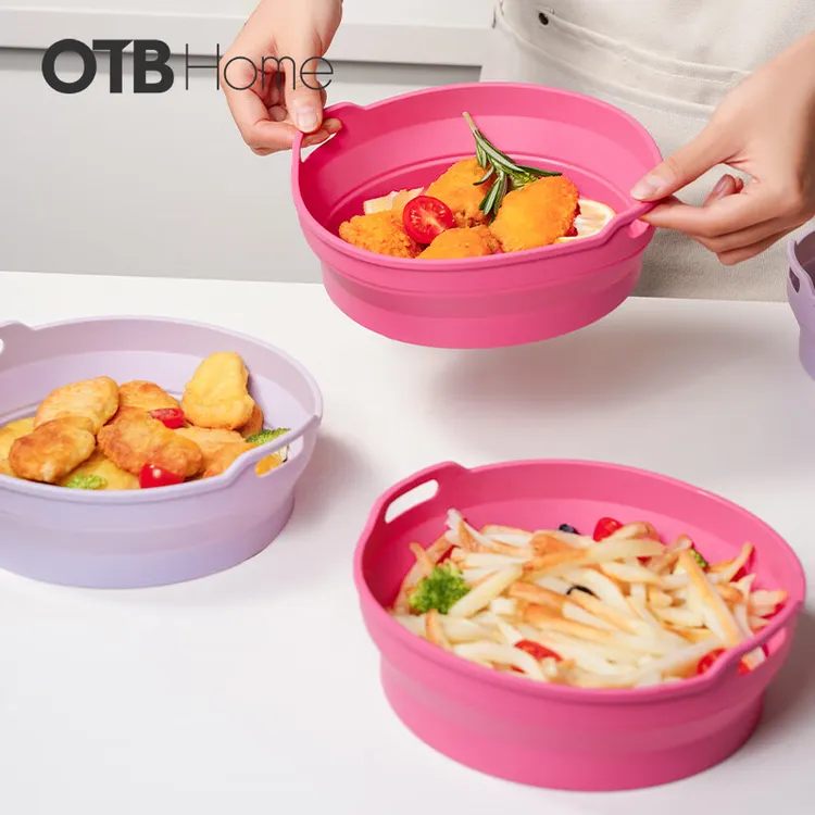 OTB空气炸锅铂金硅胶烤盘可折叠食品级托盘耐高温