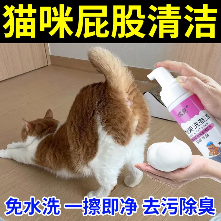 猫咪擦屁股神器猫咪屁股清洁免水洗干洗泡沫洗屁股拉屎除臭去黄毛