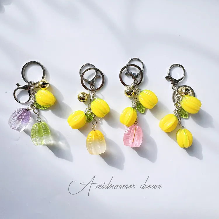 可爱ins仿杨桃水果钥匙扣包包车钥匙祝福语挂件创意精致节日礼品