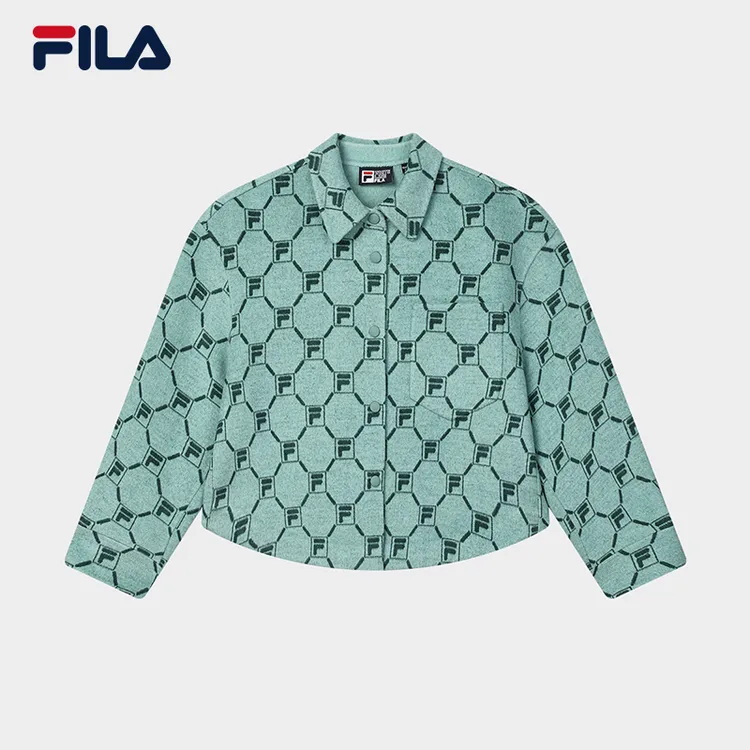 FILA/斐乐女冬季新款【老花满天星衬衣型】毛呢翻领外套 F11W518703