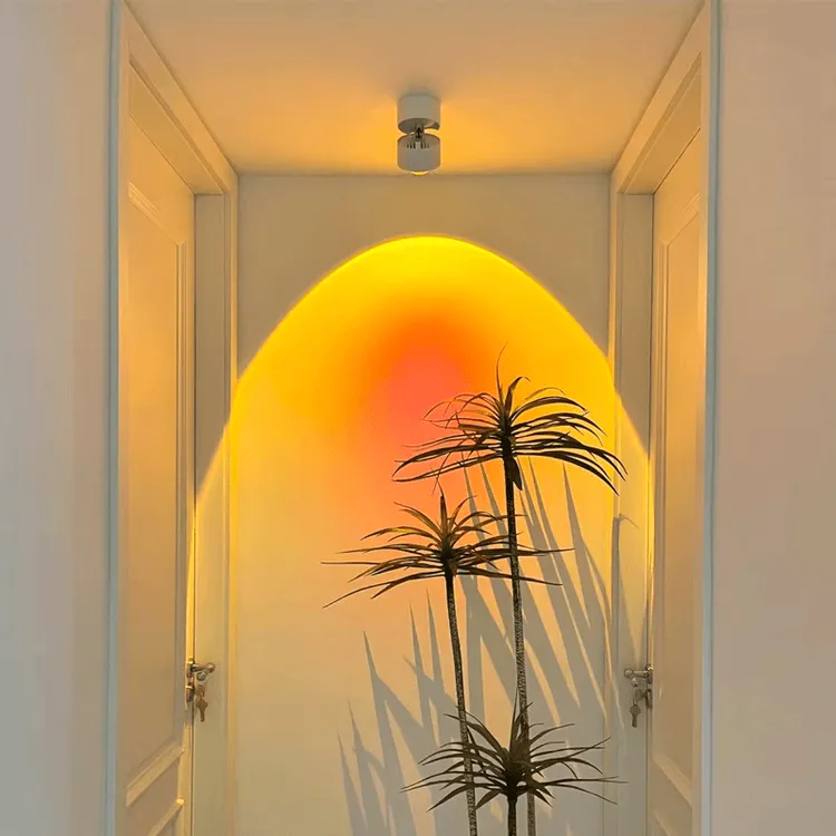 明装日不落射灯嵌入洗墙背景墙创意黄昏商用日落夕阳过道氛围射灯