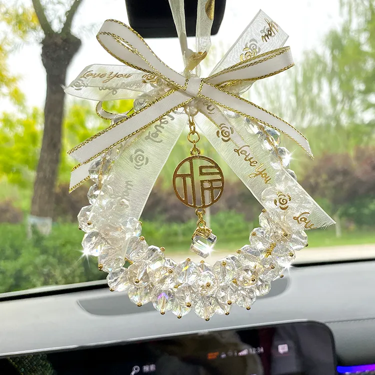 网红时尚汽车后视镜挂件铃兰花纯手工车载挂饰吊坠车内装饰用品女