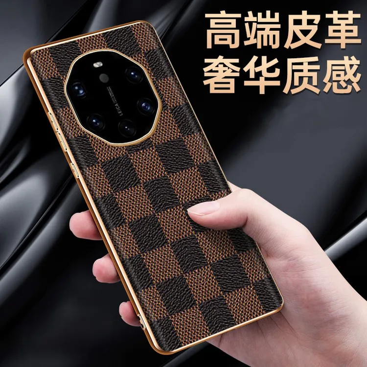 华为Mate40RS手机壳电镀格纹保护套防摔高端奢华商务男女款