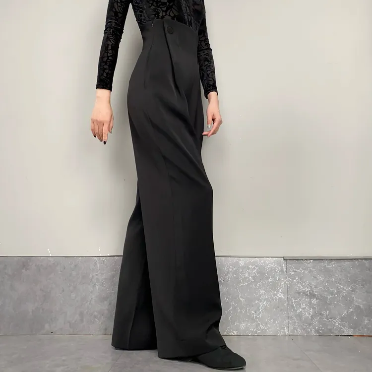 GR2028黑色双扣时装裤