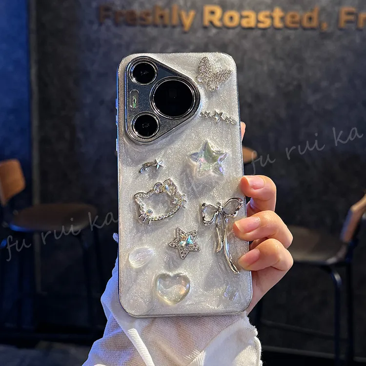 高档立体蝴蝶星星kt猫适用华为Pura70Pro+手机壳个性70女款防摔硬