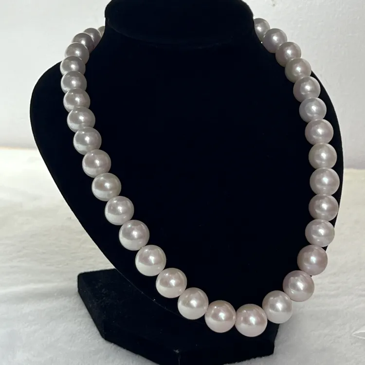 菲伯尔家倪妮同款强光满珠项链S925银镶嵌经典优雅大珍珠项链女