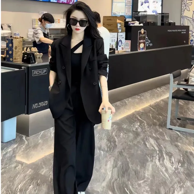 西装套装女春秋季2025新款高级感西服外套阔腿裤两件套时尚显瘦女