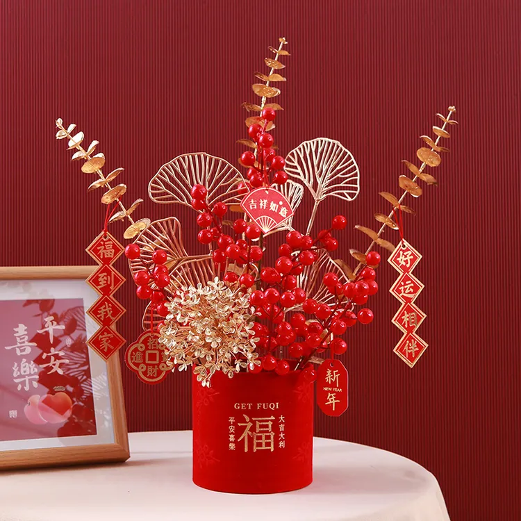 【小福桶】福桶乔迁开业新年发财红果轻奢高档客厅仿摆件