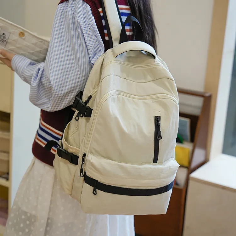 日系简约书包女初中生大容量韩版ins双肩包男大学生轻便旅行背包