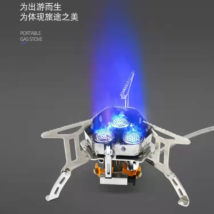 厨具套装户外分体式不锈钢三头炉防风炉野餐炉具折叠炉