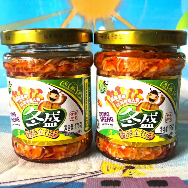 DONGSHENG/冬盛金针菇175g瓶装香辣香甜下饭菜美味营养儿童金针菇