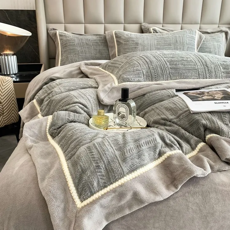 【美作师】轻奢高级感加厚双面牛奶绒床上四件套冬季法兰珊瑚绒被套