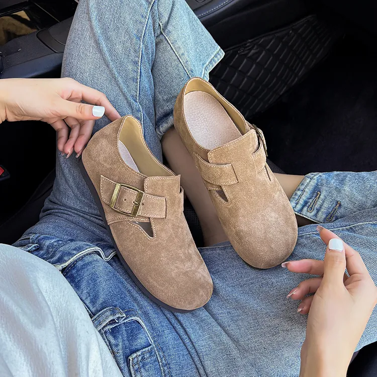 【牛皮】3cm真皮内增高博肯鞋女士大头鞋厚底勃肯鞋女2025新款