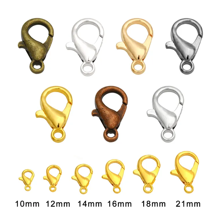10-21mm 金/银/古青色龙虾扣diy配件手工DIY做手链项链金属连接扣