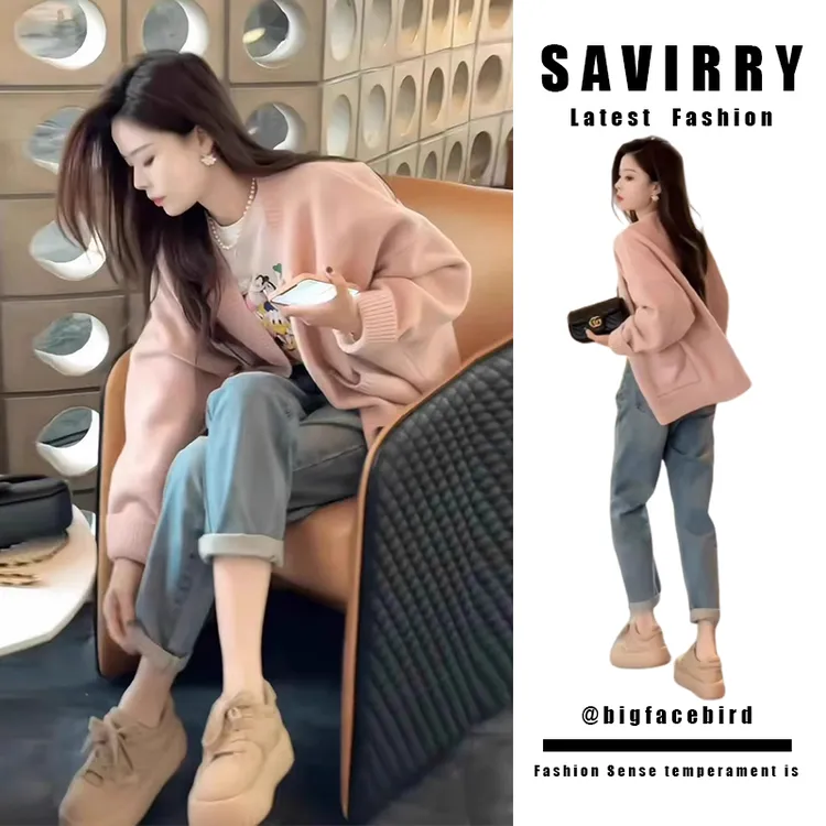 深秋冬装搭配一整套小个子穿搭高级感小香风韩剧针织开衫两件套女