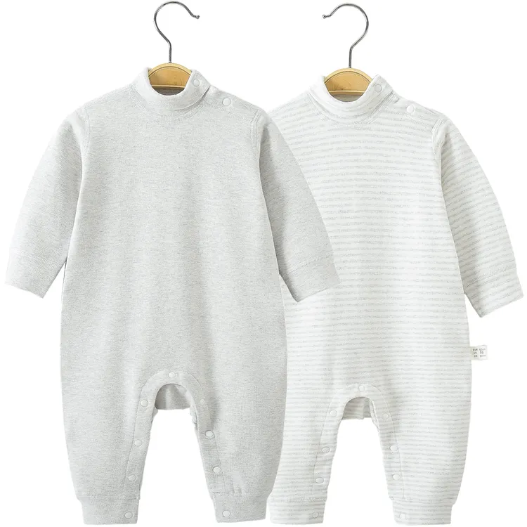 婴儿连体衣秋冬高领纯棉加厚打底衣男女宝宝睡衣哈衣爬服保暖内衣