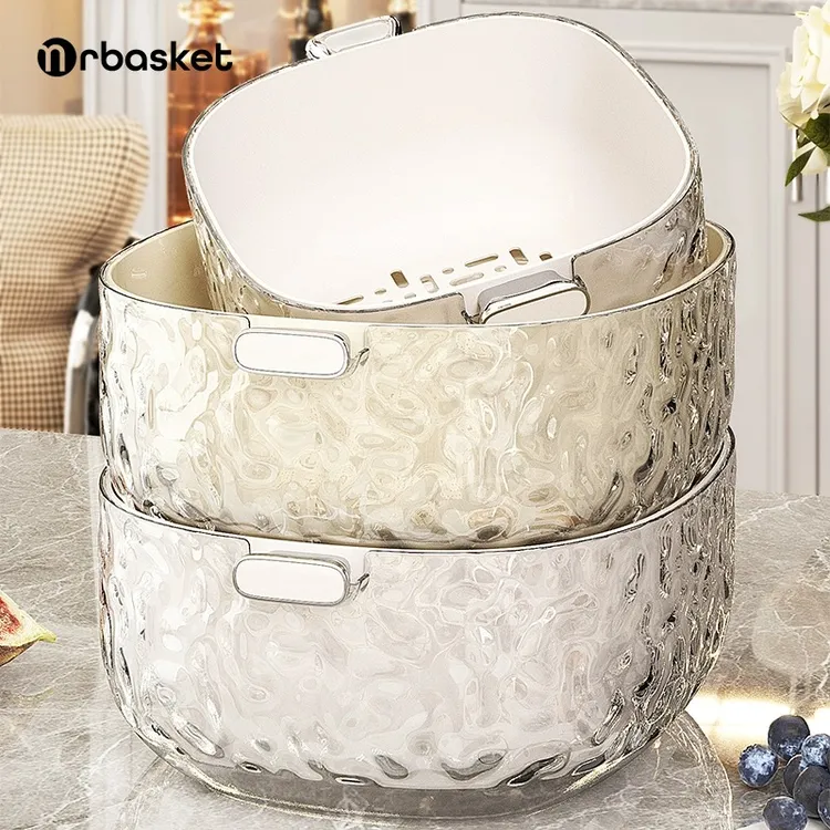 双层沥水篮沙拉碗水果篮家用客厅多功能洗水果过滤篮高档淘菜菜篮