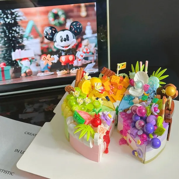 甜品生日蛋糕积木高颜值拼装玩具送女孩系列情人节闺蜜生日礼物