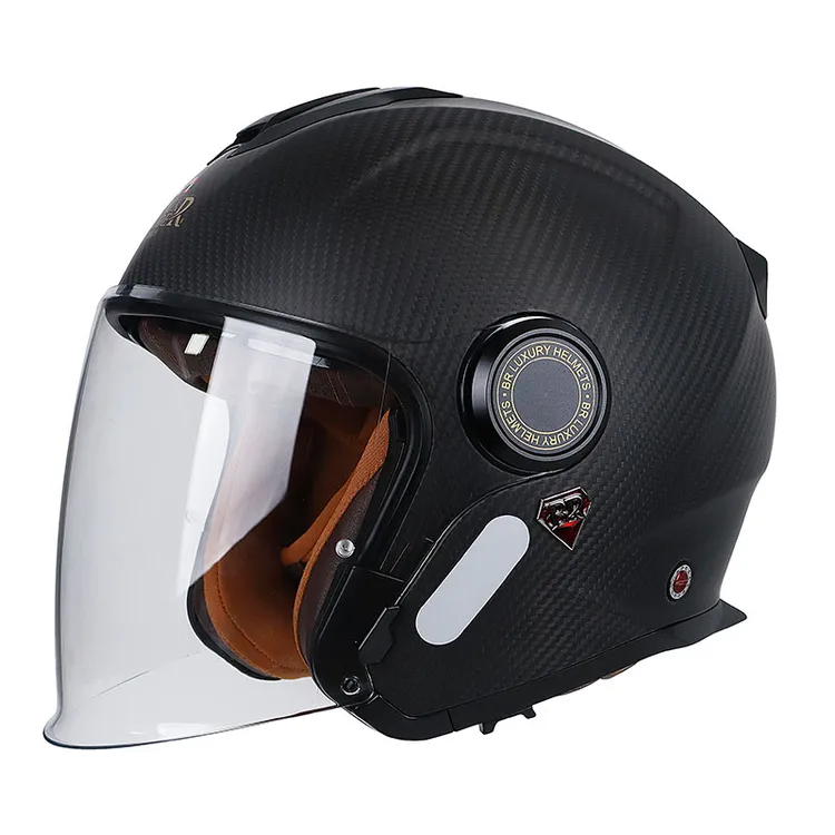 BEON摩托车头盔半盔男女3C四季碳纤维挡风遮阳双镜片夏季BR23