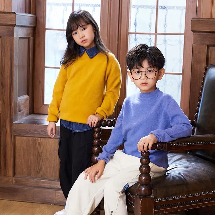 秋冬季双股加厚羊毛衫中厚半高领12针100羊毛衫澳洲纯羊毛男女童