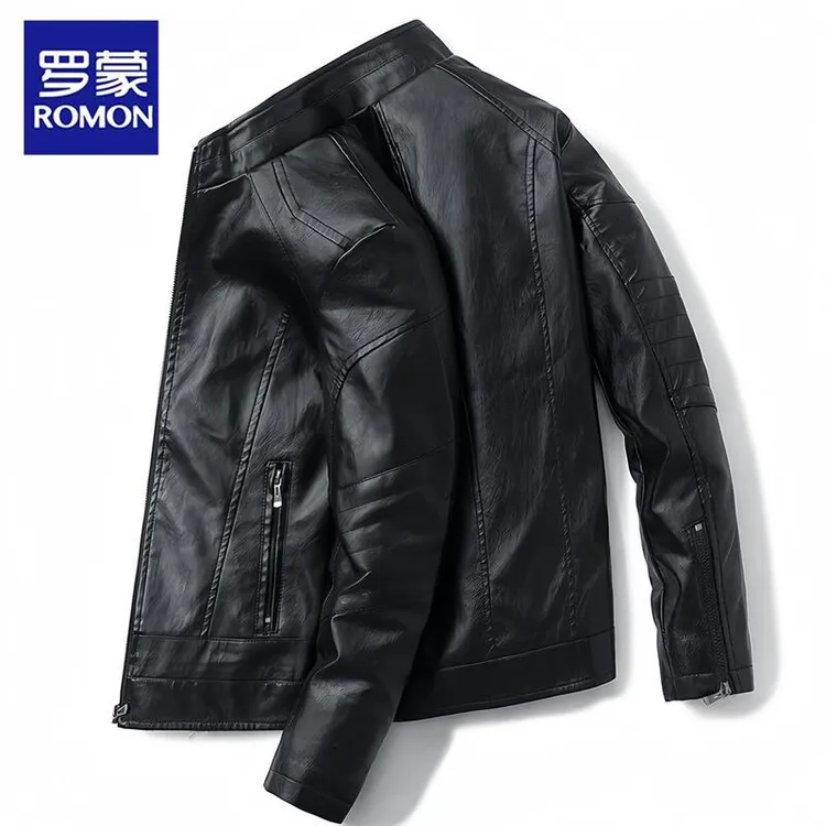 Romon/罗蒙皮衣外套男士秋冬季韩版潮流机车皮夹克上衣服痞帅男装