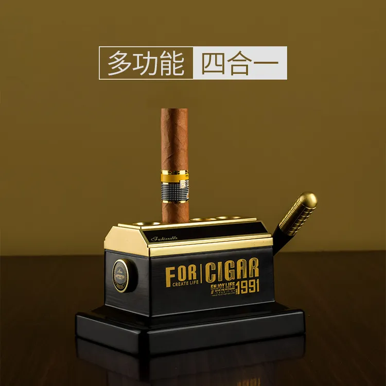 JIFENG季风台式雪茄剪V型四孔锋利不锈钢断头台雪茄刀多功能闸刀