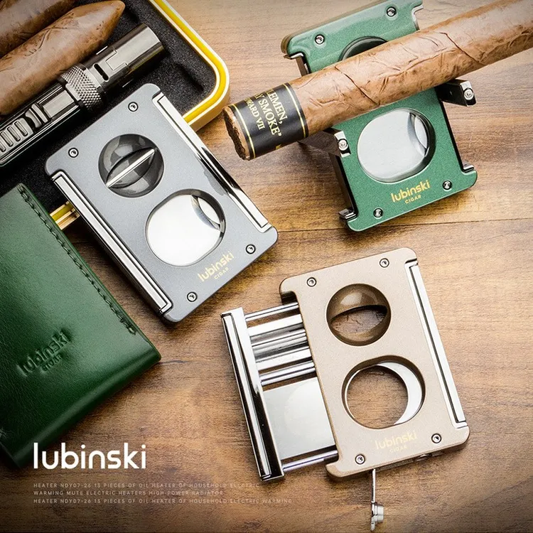 LUBINSKI四合一多功能雪茄剪便携烟托架鲁宾斯基打孔器V型平口剪