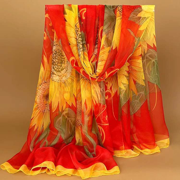 RGLT/瑞格丽特中国红丝巾女冬季百搭长围巾洋气妈妈披肩大红纱巾