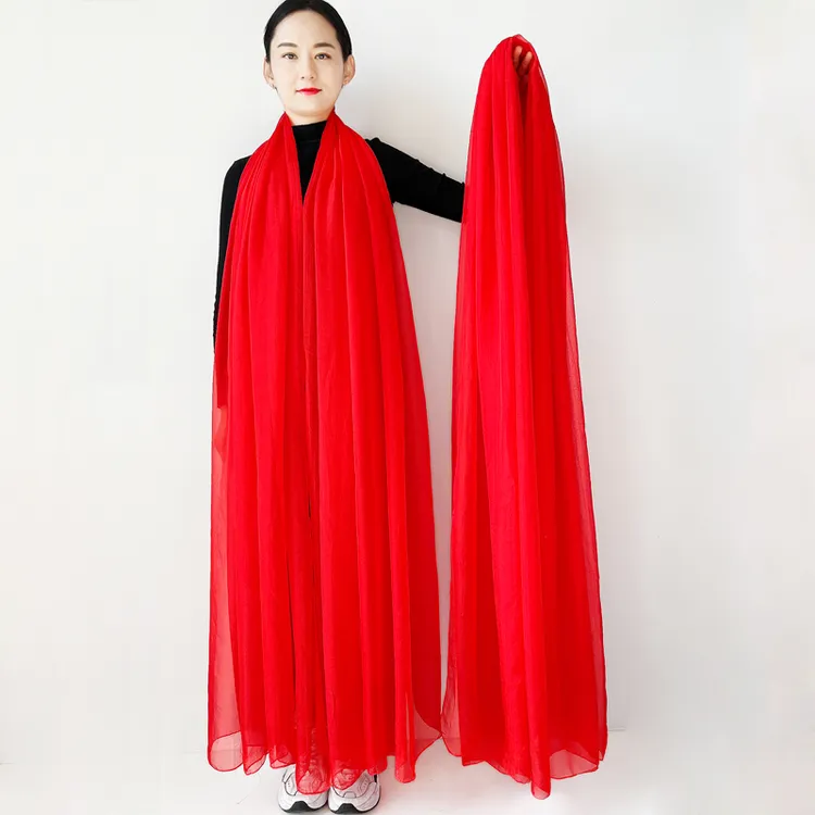 RGLT/瑞格丽特女士大红色丝巾保暖围巾广场舞纱巾长款披肩沙滩巾