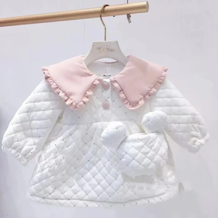 新款女宝宝秋冬装连衣裙洋气加绒儿童公主外套裙0-4岁秋冬