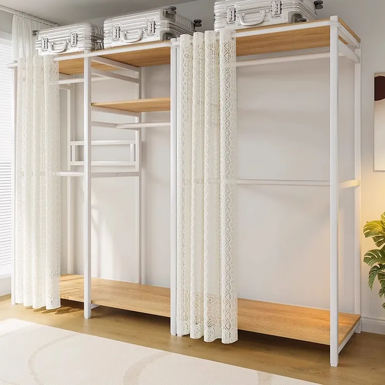 衣柜储物柜家用卧室一体靠墙收纳柜2025新款衣柜转角衣架子落地式