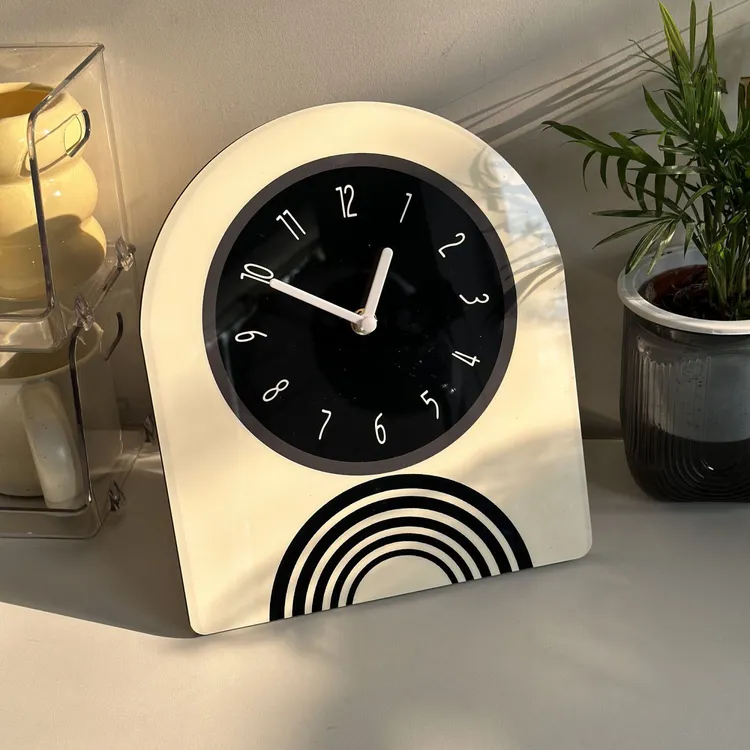 光影黑色现代时钟家用装饰创意奶油风个性简约挂钟两用升级版特色