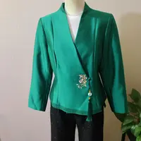 沉默 裳沉默 裳绿色丝花短外套