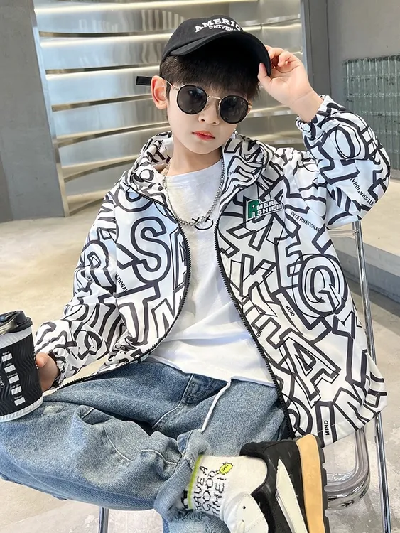 童装2024新款男童中大童春秋外套儿童春季衣服男孩运动帅气连帽潮