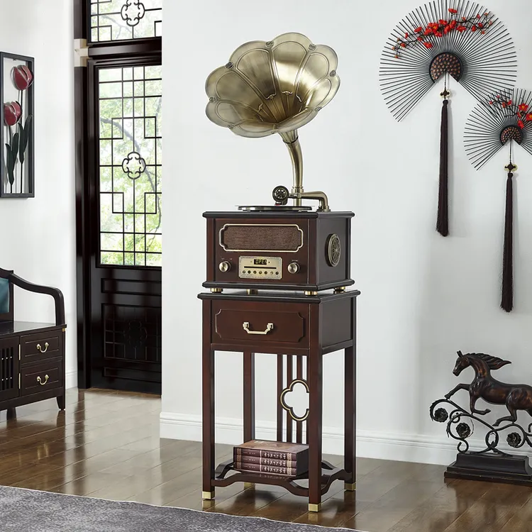 LUMASS/路曼诗新中式大喇叭复古留声机客厅古典唱片机CD仿古音响