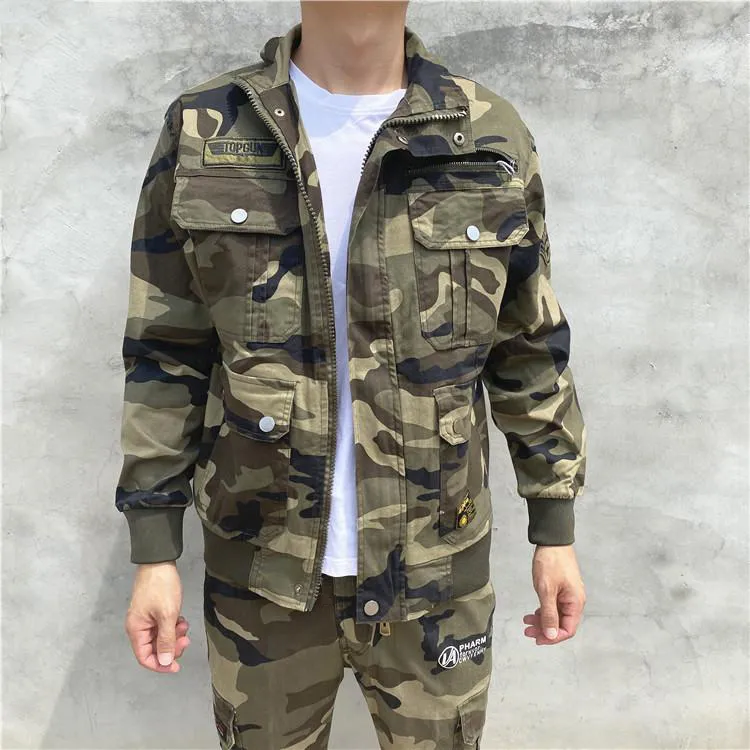 保罗春秋季微弹力迷彩户外建筑工地车间耐磨耐脏汽修工作服冬套装