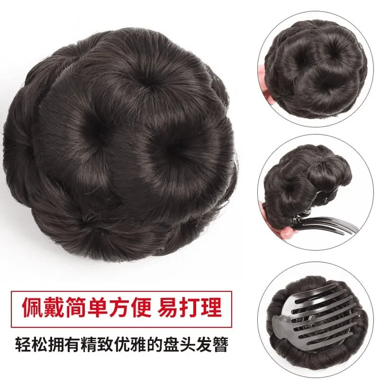 假发女九朵花假发圈丸子头花发包抓夹盘发器夹子卷发发饰假头发