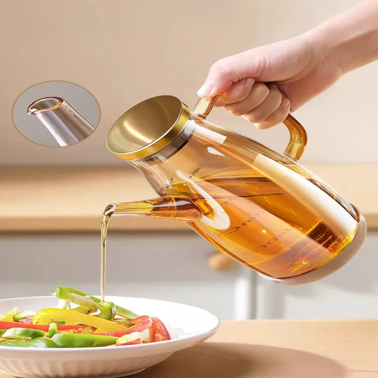厨房玻璃油壶家用不挂油油瓶酱油醋调料瓶装油容器不锈钢耐热