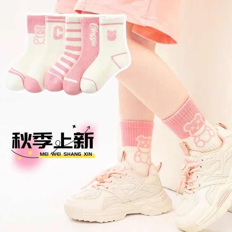 女童袜子春秋季儿童中筒袜女孩宝宝秋冬新款学生ins卡通百搭童袜
