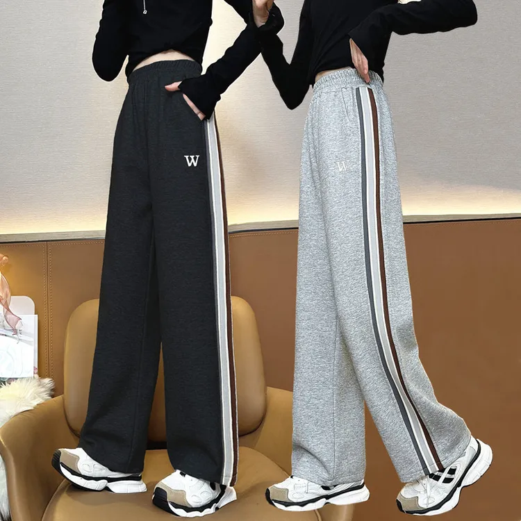 女童秋装运动裤2025新款洋气中大儿童卫裤女孩休闲阔腿长裤子直筒