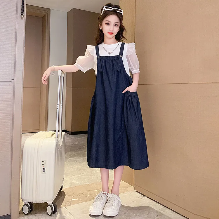 女童牛仔背带裙夏装2025新款洋气中大儿童女孩连衣裙两件套夏季薄