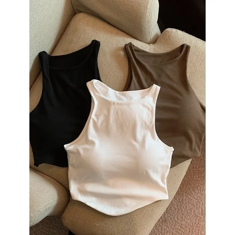 吊带背心女带胸垫内搭外穿显瘦超好看辣妹欧美简约风运动瑜伽健身