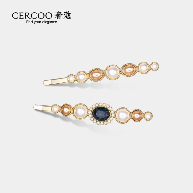 Cercoo/奢蔻珍珠礼赞侧边精致高级感一字夹两根