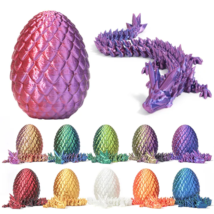 3D打印水晶龙模型摆件渐变多色龙蛋新奇玩具爆款龙蛋套装生日礼物