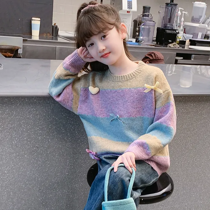 女童毛衣秋冬款2025新款洋气儿童装毛线衣女孩加厚冬季针织衫上衣