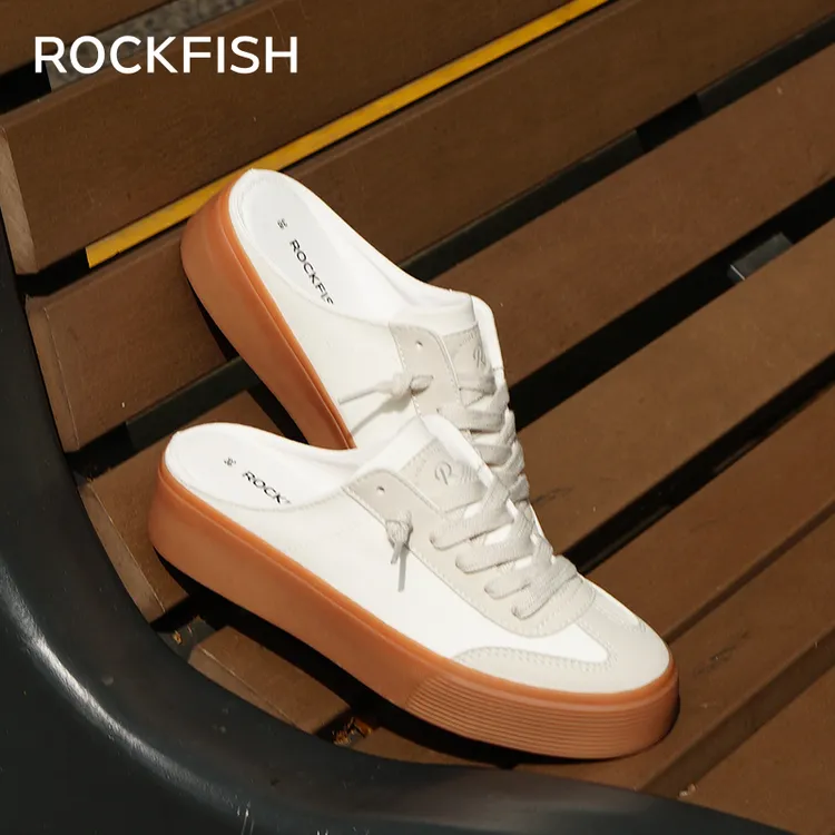 【晓雪专属】Rockfish英国901不怕湿包头半拖厚底增高德训帆布拖鞋