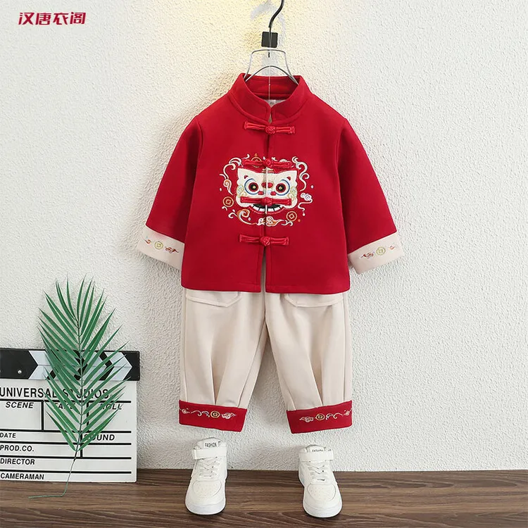 周岁礼服男宝宝春秋款汉服男童国风喜庆衣服儿童新中式抓周宴唐装