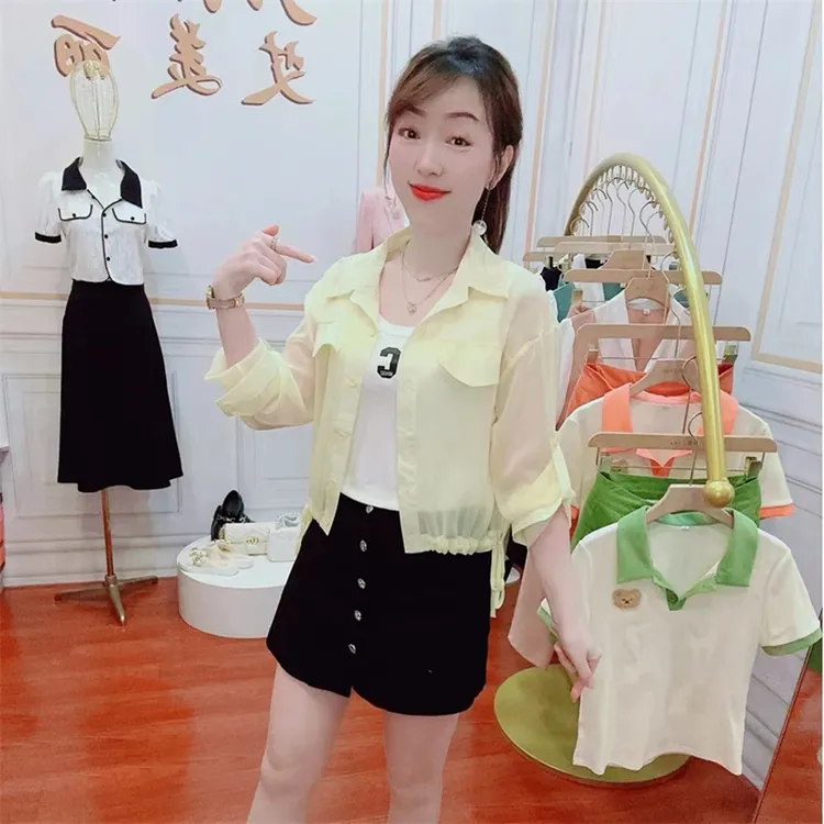 防晒衣女外穿两件套2025夏天爆款时尚抽绳绑带洋气背心配长袖衬衫