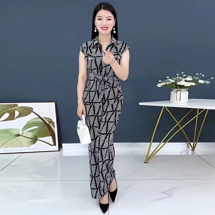 阔腿裤套装时尚气质名媛女装2025夏季减龄洋气今年流行系带两件套